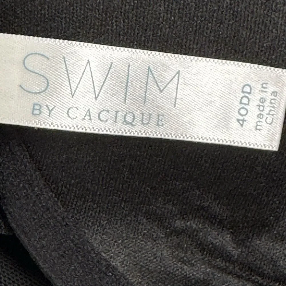 Cacique Swim Tankini Top 40DD Black Blue Underwire Support Plus Size Beach Pool - Picture 8 of 12